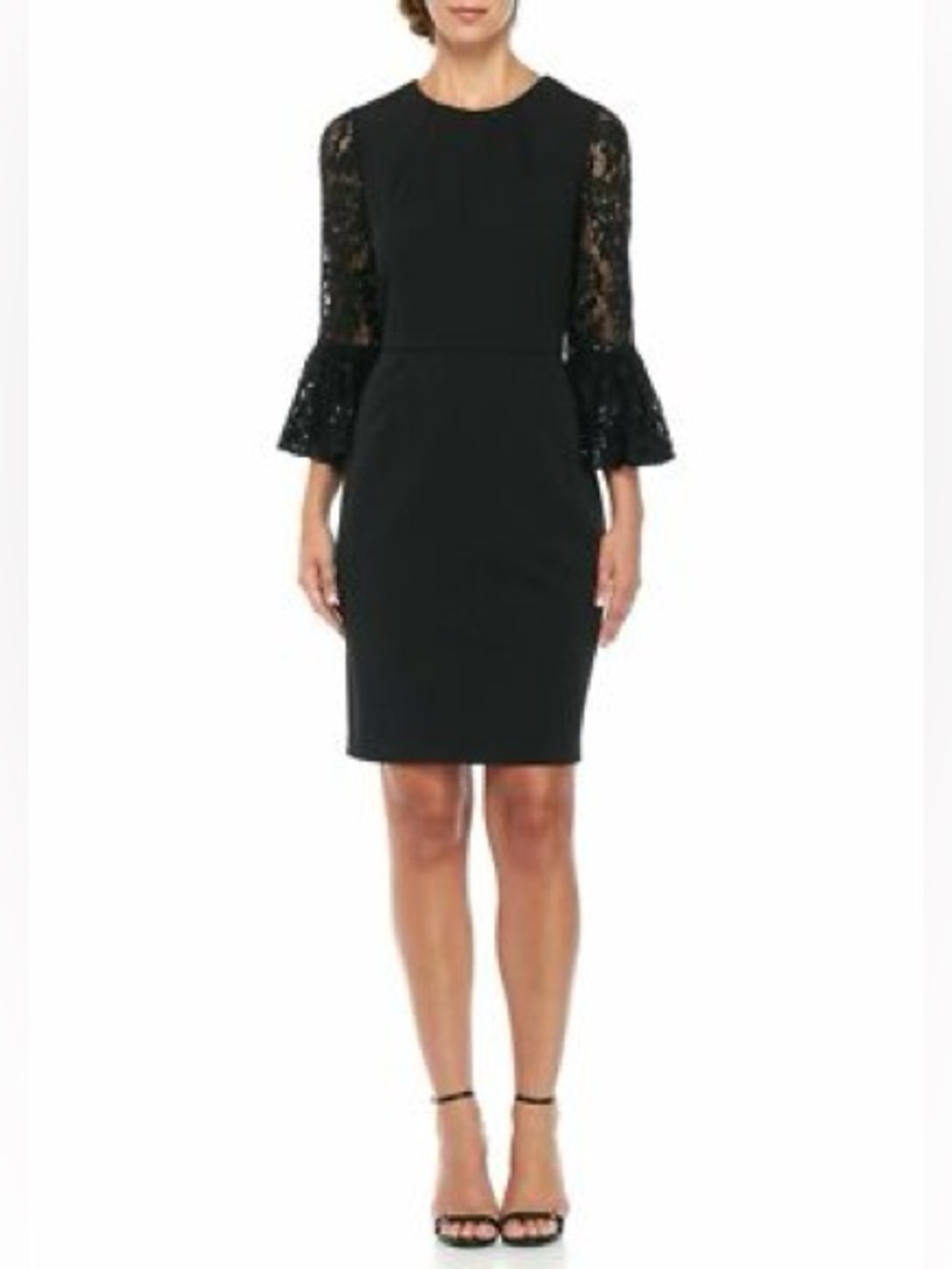 Scarlett Black Lace-Sleeve Embellished Sheath Dress - Picture 2 of 7